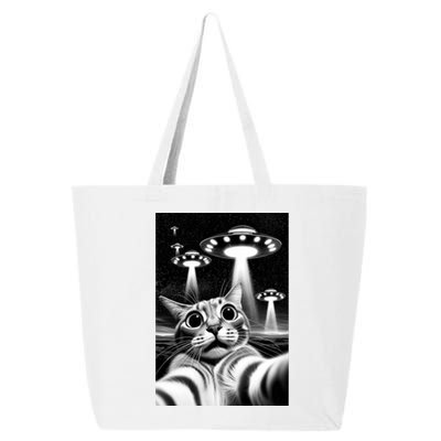 Cat Ufo | Funny Invasion Meme Retro Alien Cat Ufo Selfie 25L Jumbo Tote