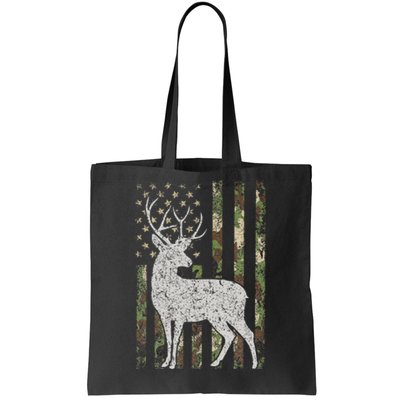 Camo USA Flag Deer Elk Buck Camoflage Hunting Hunter Gift Tote Bag