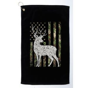 Camo USA Flag Deer Elk Buck Camoflage Hunting Hunter Gift Platinum Collection Golf Towel