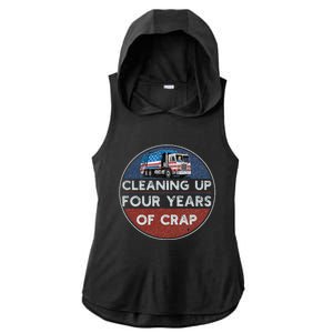 Cleaning Up Four Years Of Crap Funny Trump Garbage Truck Ladies PosiCharge Tri-Blend Wicking Draft Hoodie Tank