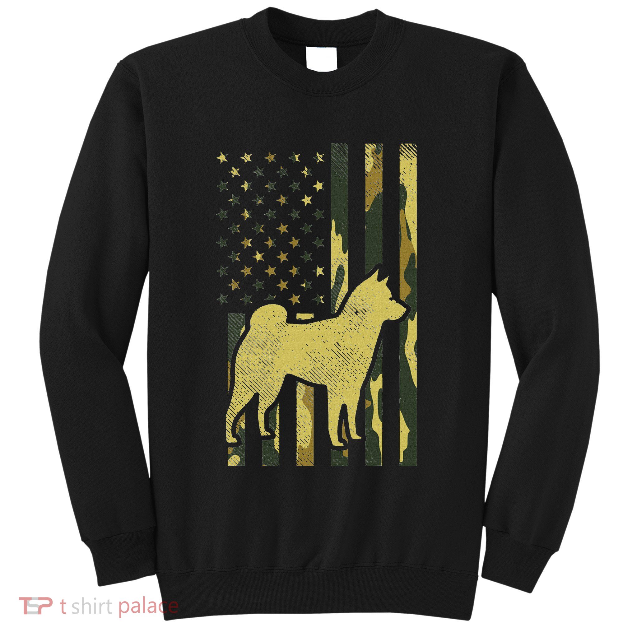 Camo Us Flag Shiba Inu Akita Pet Japanese Dog Patriotic Gift Sweatshirt