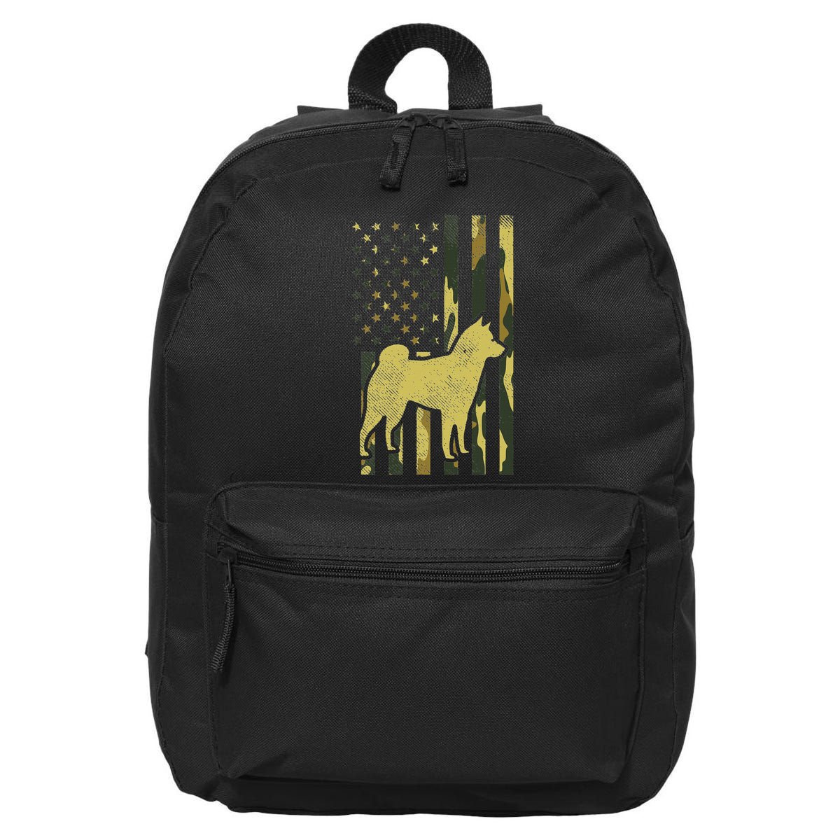 Camo Us Flag Shiba Inu Akita Pet Japanese Dog Patriotic Gift 16 in Basic Backpack