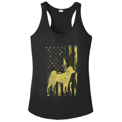 Camo Us Flag Shiba Inu Akita Pet Japanese Dog Patriotic Gift Ladies PosiCharge Competitor Racerback Tank