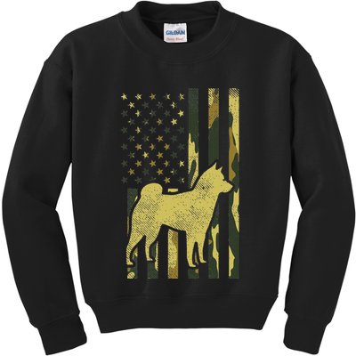 Camo Us Flag Shiba Inu Akita Pet Japanese Dog Patriotic Gift Kids Sweatshirt