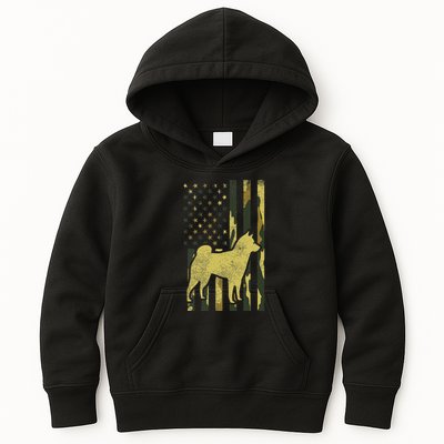 Camo Us Flag Shiba Inu Akita Pet Japanese Dog Patriotic Gift Kids Hoodie