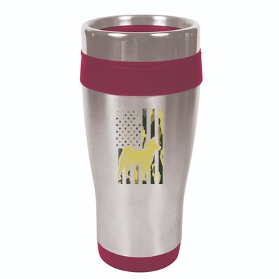 Camo Us Flag Shiba Inu Akita Pet Japanese Dog Patriotic Gift 16oz Travel Tumbler