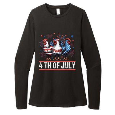 Chicken Usa Flag Patriotic Chicken Lover 4th Of July Womens CVC Long Sleeve Shirt