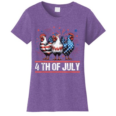 Chicken Usa Flag Patriotic Chicken Lover 4th Of July Women's T-Shirt