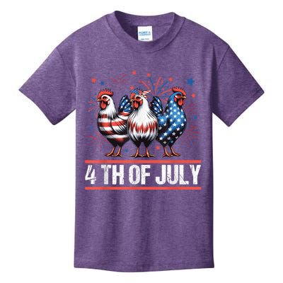 Chicken Usa Flag Patriotic Chicken Lover 4th Of July Kids T-Shirt