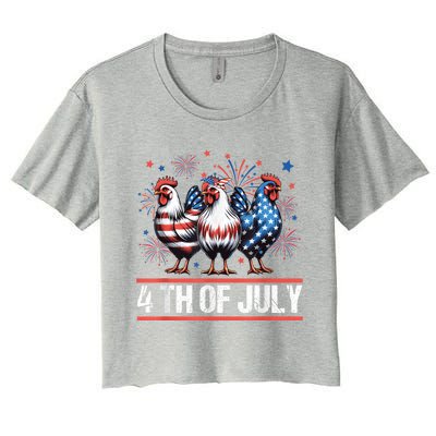 Chicken Usa Flag Patriotic Chicken Lover 4th Of July Women's Crop Top Tee