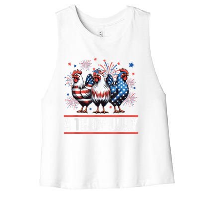 Chicken Usa Flag Patriotic Chicken Lover 4th Of July Women's Racerback Cropped Tank