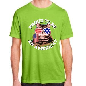 Cat US Flag Sunglasses Proud To Be An Americat Adult ChromaSoft Performance T-Shirt