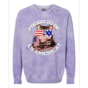 Cat US Flag Sunglasses Proud To Be An Americat Colorblast Crewneck Sweatshirt