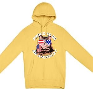 Cat US Flag Sunglasses Proud To Be An Americat Premium Pullover Hoodie