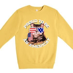 Cat US Flag Sunglasses Proud To Be An Americat Premium Crewneck Sweatshirt