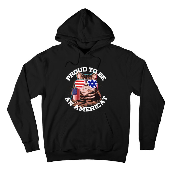 Cat US Flag Sunglasses Proud To Be An Americat Hoodie