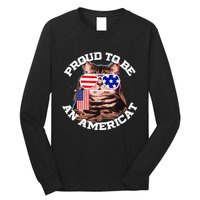 Cat US Flag Sunglasses Proud To Be An Americat Long Sleeve Shirt