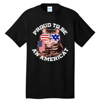 Cat US Flag Sunglasses Proud To Be An Americat Tall T-Shirt