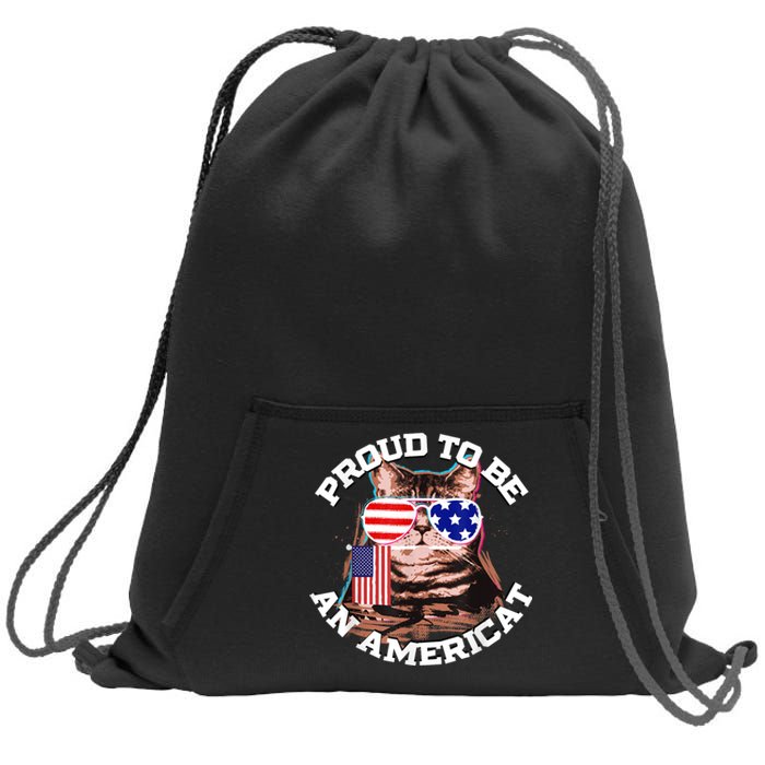 Cat US Flag Sunglasses Proud To Be An Americat Sweatshirt Cinch Pack Bag