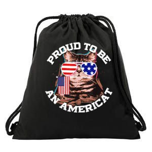 Cat US Flag Sunglasses Proud To Be An Americat Drawstring Bag