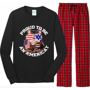 Cat US Flag Sunglasses Proud To Be An Americat Long Sleeve Pajama Set