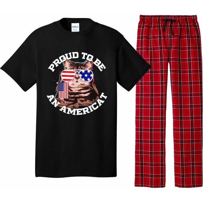 Cat US Flag Sunglasses Proud To Be An Americat Pajama Set