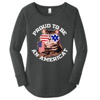 Cat US Flag Sunglasses Proud To Be An Americat Women's Perfect Tri Tunic Long Sleeve Shirt