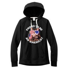 Cat US Flag Sunglasses Proud To Be An Americat Women's Fleece Hoodie