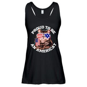 Cat US Flag Sunglasses Proud To Be An Americat Ladies Essential Flowy Tank