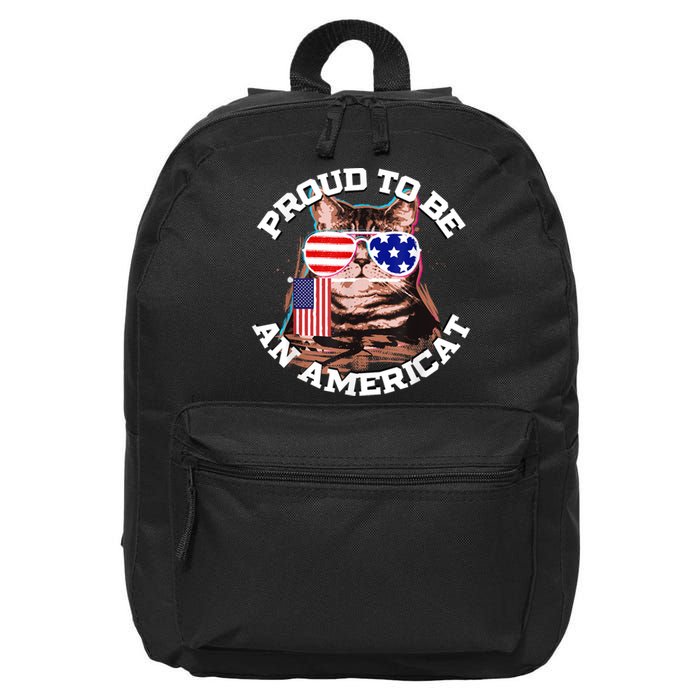 Cat US Flag Sunglasses Proud To Be An Americat 16 in Basic Backpack