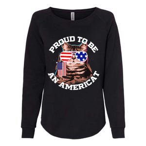 Cat US Flag Sunglasses Proud To Be An Americat Womens California Wash Sweatshirt