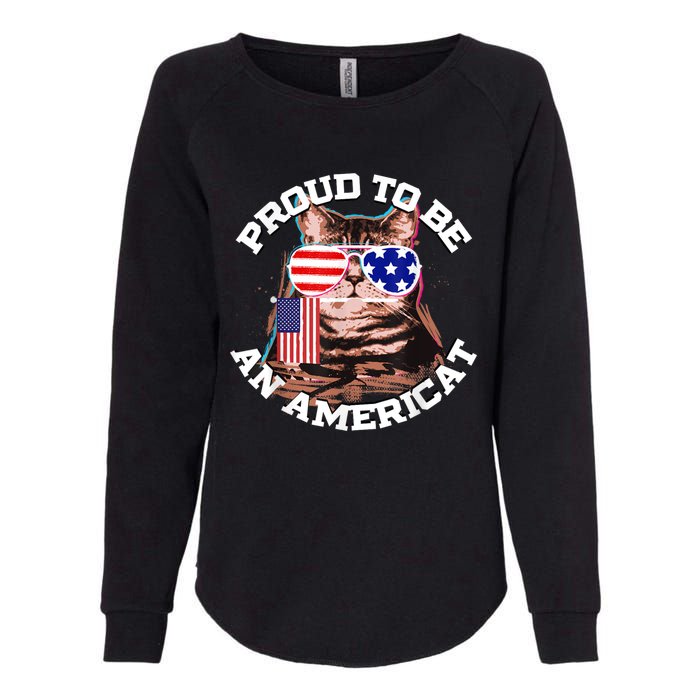 Cat US Flag Sunglasses Proud To Be An Americat Womens California Wash Sweatshirt