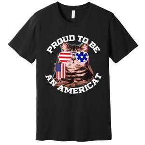 Cat US Flag Sunglasses Proud To Be An Americat Premium T-Shirt