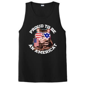 Cat US Flag Sunglasses Proud To Be An Americat PosiCharge Competitor Tank