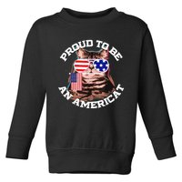 Cat US Flag Sunglasses Proud To Be An Americat Toddler Sweatshirt