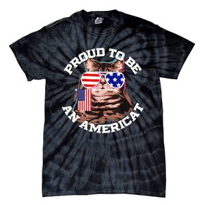 Cat US Flag Sunglasses Proud To Be An Americat Tie-Dye T-Shirt