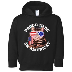 Cat US Flag Sunglasses Proud To Be An Americat Toddler Hoodie