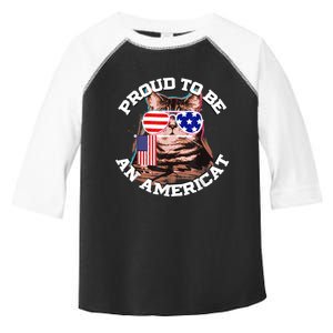 Cat US Flag Sunglasses Proud To Be An Americat Toddler Fine Jersey T-Shirt