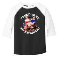 Cat US Flag Sunglasses Proud To Be An Americat Toddler Fine Jersey T-Shirt