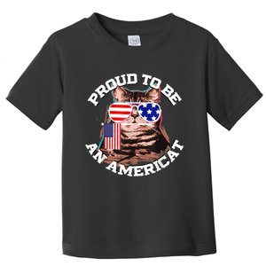 Cat US Flag Sunglasses Proud To Be An Americat Toddler T-Shirt