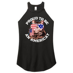 Cat US Flag Sunglasses Proud To Be An Americat Women's Perfect Tri Rocker Tank