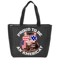 Cat US Flag Sunglasses Proud To Be An Americat Zip Tote Bag