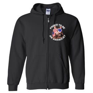 Cat US Flag Sunglasses Proud To Be An Americat Full Zip Hoodie