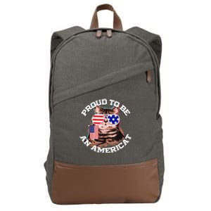 Cat US Flag Sunglasses Proud To Be An Americat Cotton Canvas Backpack