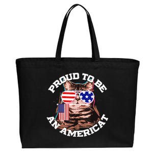 Cat US Flag Sunglasses Proud To Be An Americat Cotton Canvas Jumbo Tote