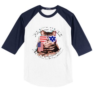 Cat US Flag Sunglasses Proud To Be An Americat Baseball Sleeve Shirt