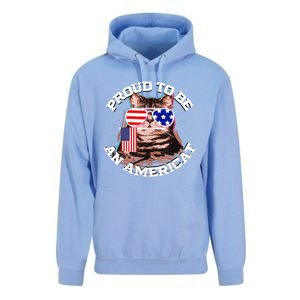 Cat US Flag Sunglasses Proud To Be An Americat Unisex Surf Hoodie