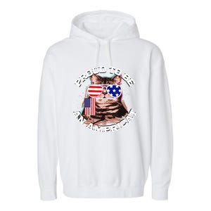 Cat US Flag Sunglasses Proud To Be An Americat Garment-Dyed Fleece Hoodie