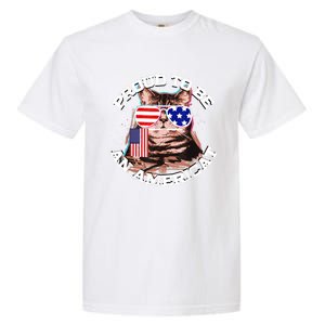 Cat US Flag Sunglasses Proud To Be An Americat Garment-Dyed Heavyweight T-Shirt