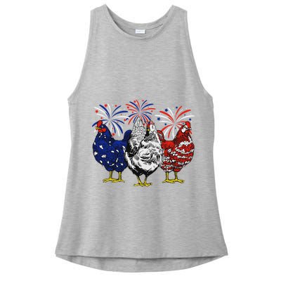 Chicken Usa Flag Patriotic Chicken Lover 4th Of July Ladies PosiCharge Tri-Blend Wicking Tank